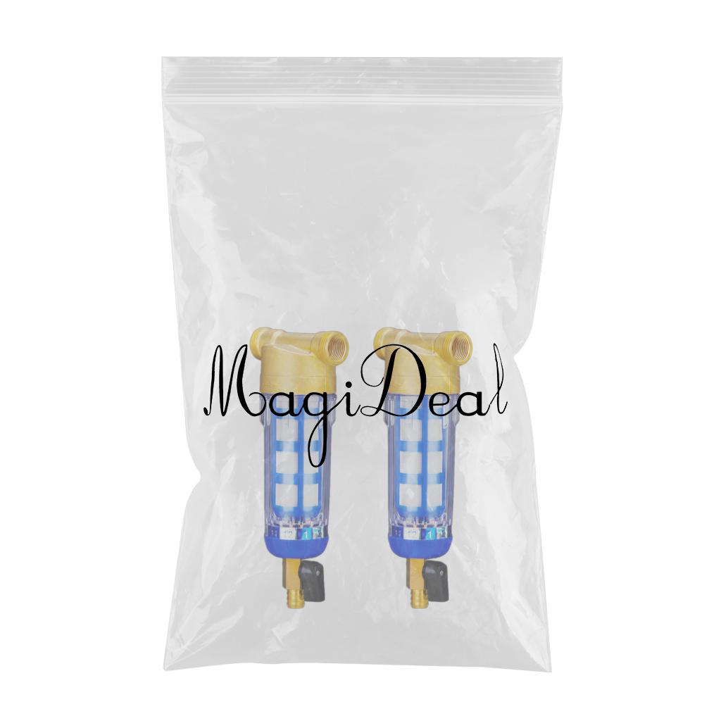 2pcs Home Water Pre-Filter System Down Sediment Water Filter 3/4 1/2""