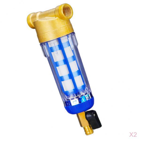 2pcs Home Water Pre-Filter System Down Sediment Water Filter 3/4 1/2""