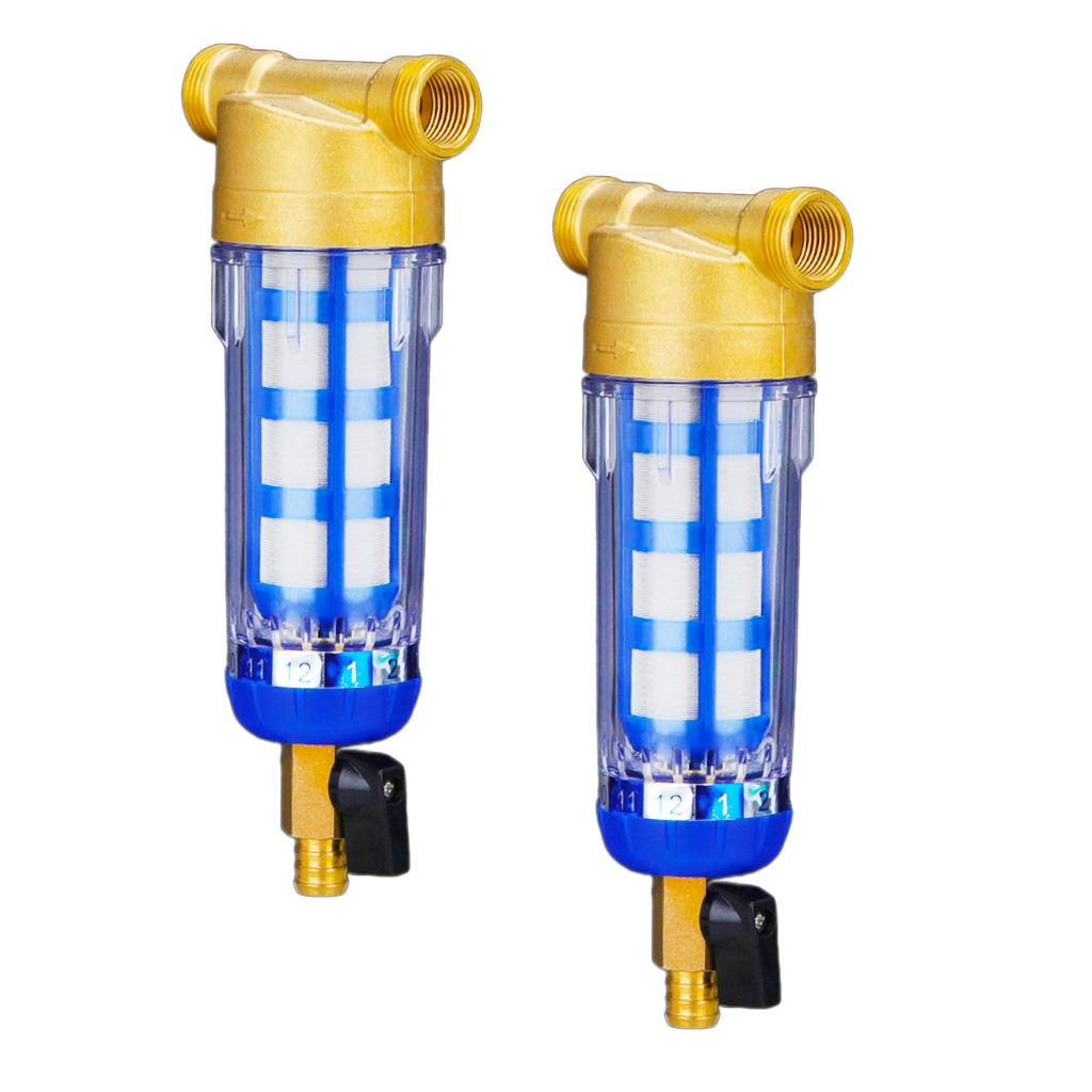 2pcs Home Water Pre-Filter System Down Sediment Water Filter 3/4 1/2""