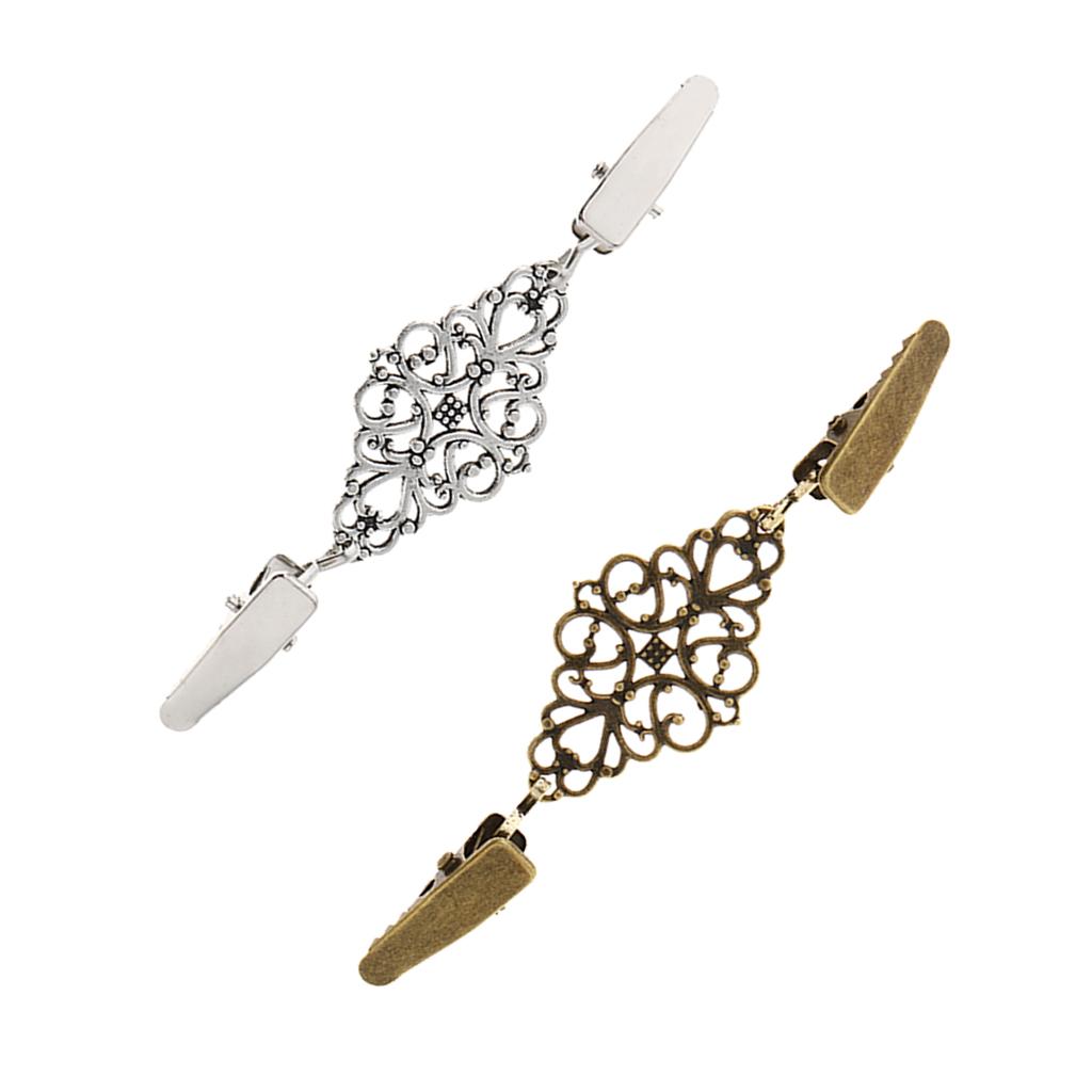2pcs Women Ladies Vintage Cardigan Sweater Clips Blouse Shirt Collar Clip