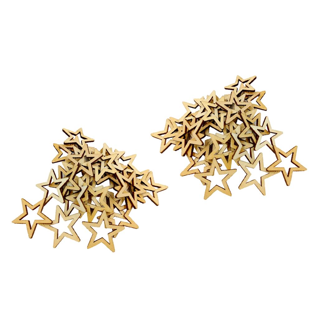 60 Pieces Unfinished Hollow Star Shapes Wooden Embellishments 40mm