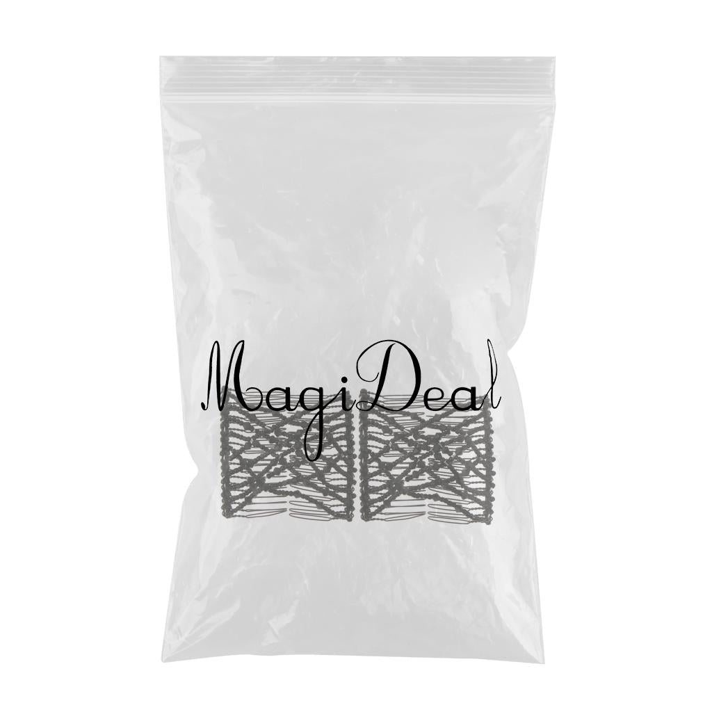 2PCS Magic Double Hair Comb Beads Hair Clips Stretchy Hair Accessories Black