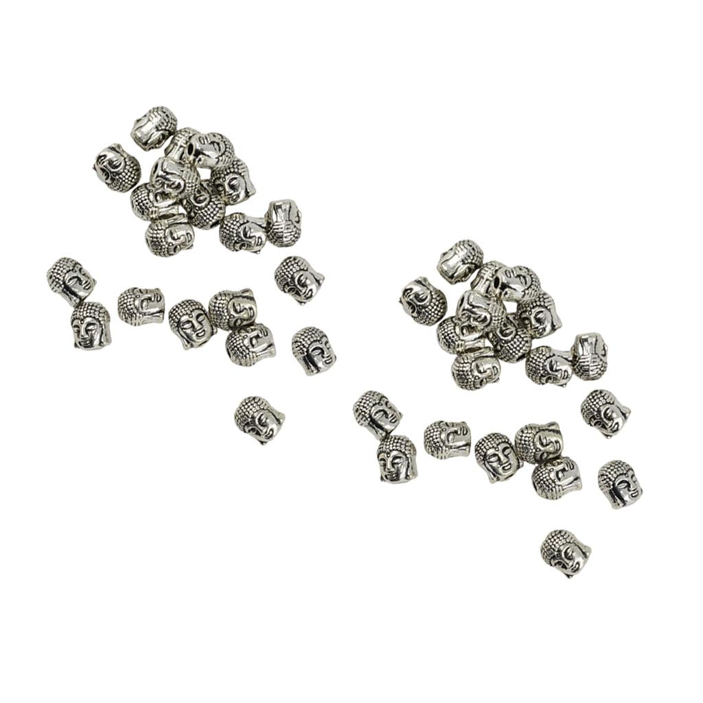 40 Pieces Tibetan Silver 3D Buddha Spiritual Spacer Beads Jewelry DIY Making