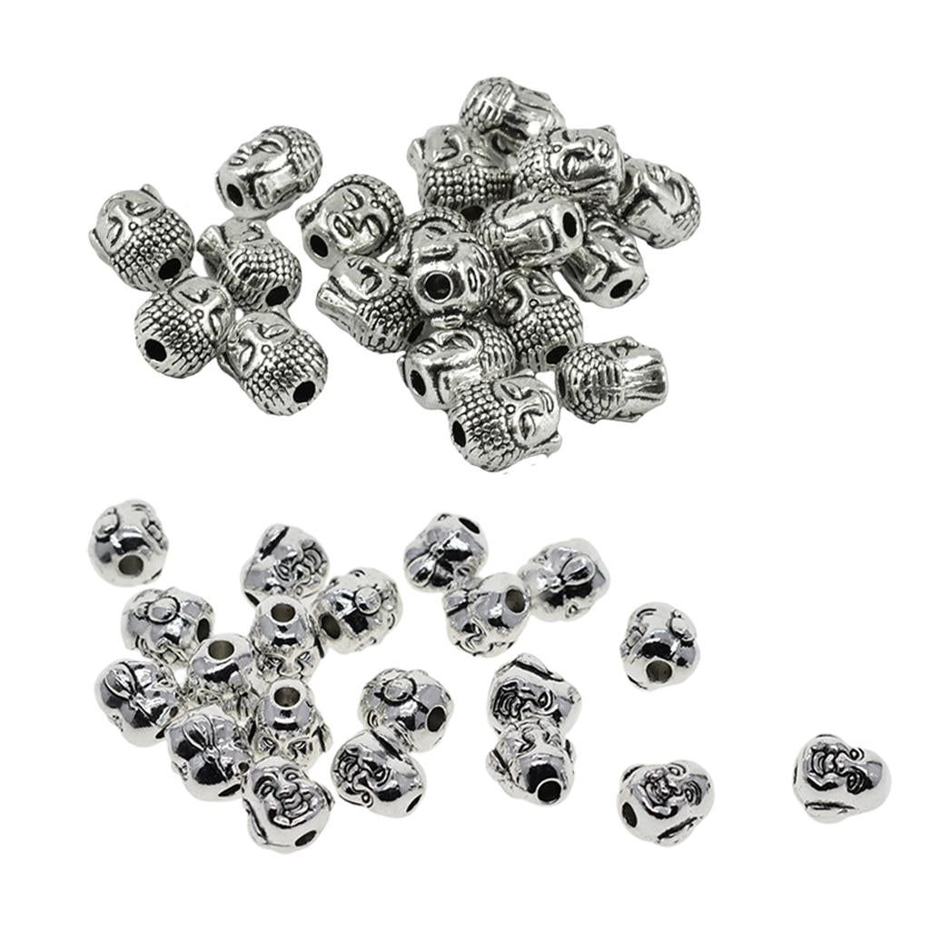 40x Tibetan Silver 3D Happy Smile Buddha Spiritual Spacer Beads