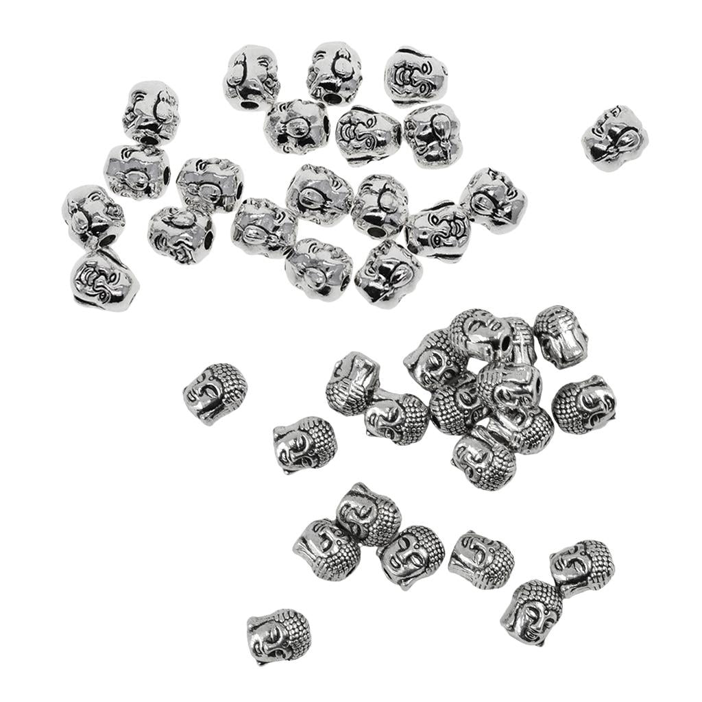 40x Tibetan Silver 3D Happy Smile Buddha Spiritual Spacer Beads
