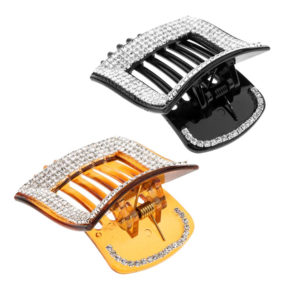 2x Women Shiny Rhinestone Hair Claw Jaw Clamp Hair Clip Pin Accessories