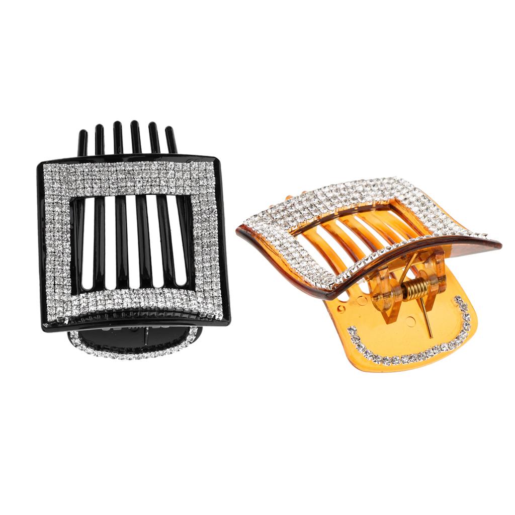 2x Women Shiny Rhinestone Hair Claw Jaw Clamp Hair Clip Pin Accessories