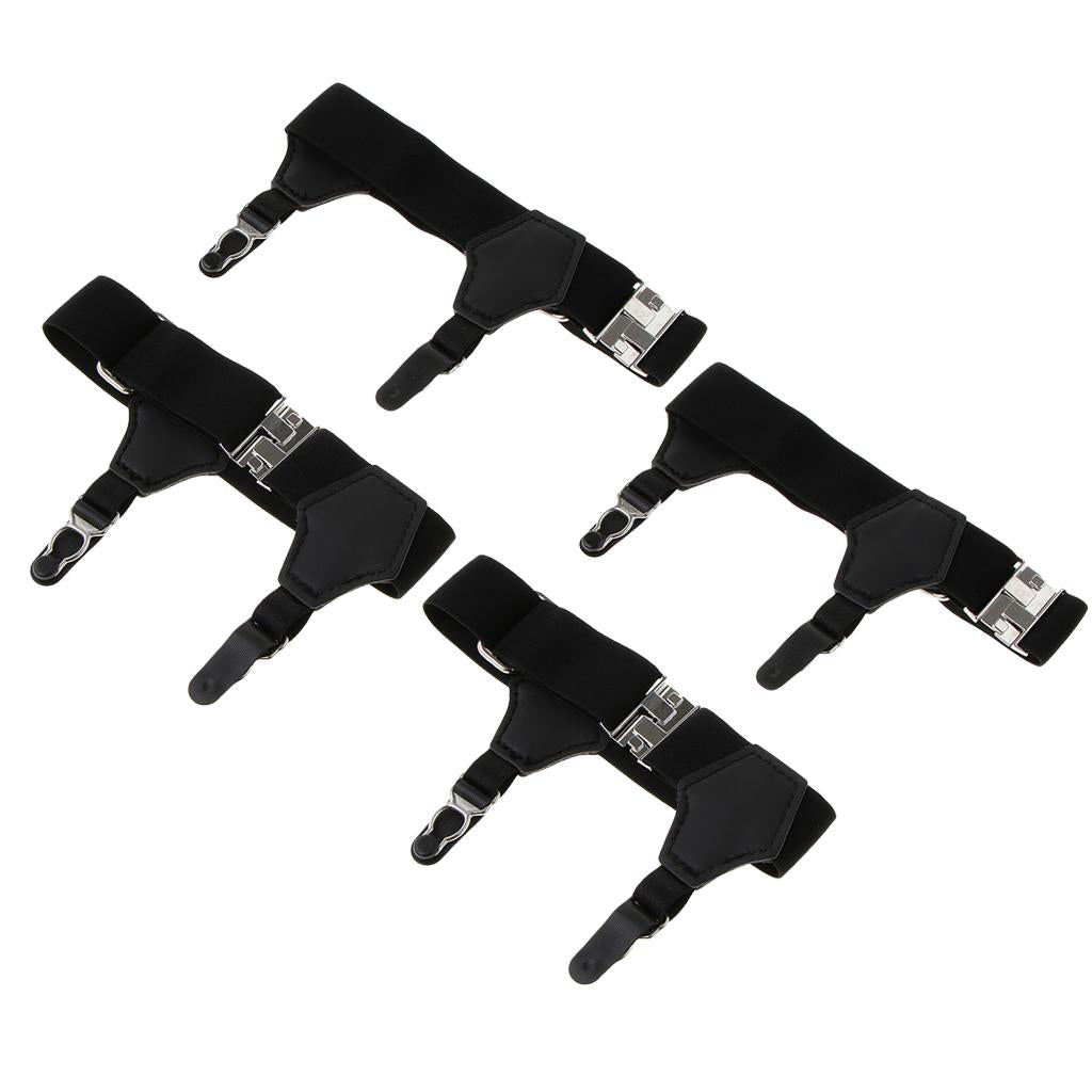 2 Pairs Sock Garters Double Clip Sock Suspenders for Cotton Silk Socks Black