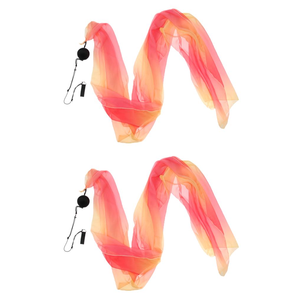 2 Pieces Belly Dance Silk Veil Poi Throw Balls Dance Accessories Props