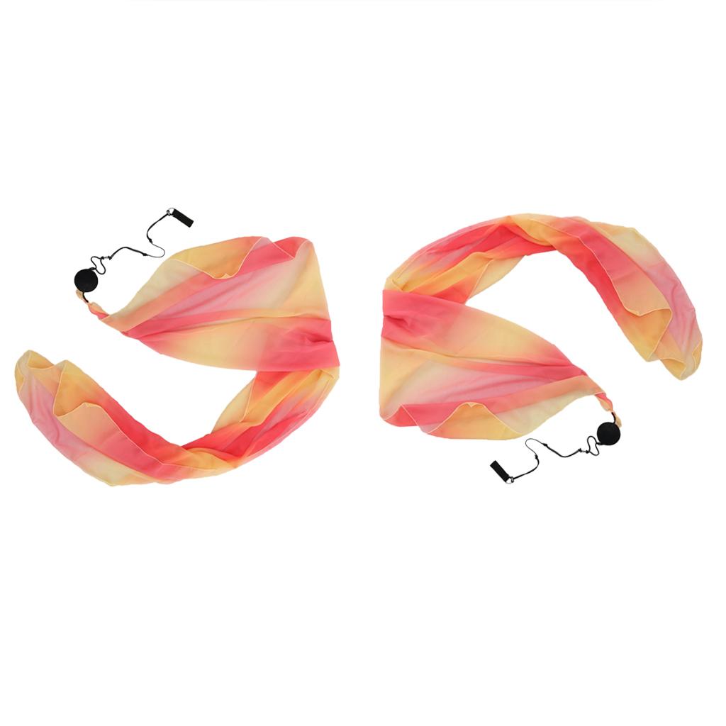 2 Pieces Belly Dance Silk Veil Poi Throw Balls Dance Accessories Props