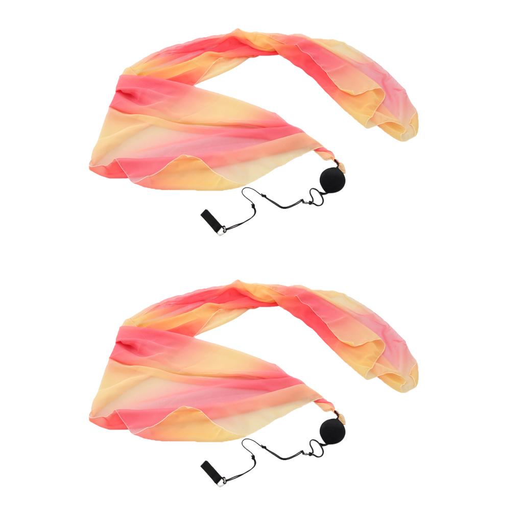 2 Pieces Belly Dance Silk Veil Poi Throw Balls Dance Accessories Props