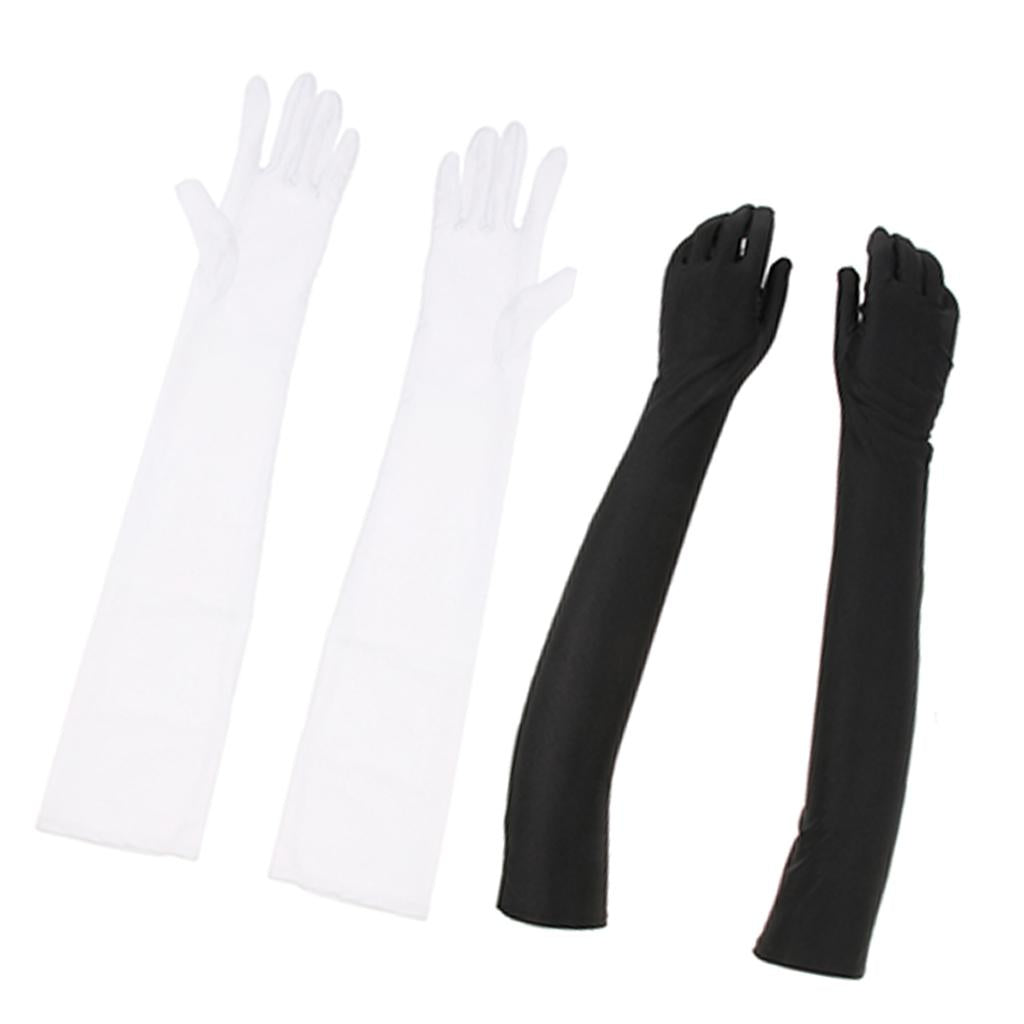 2 Pairs Women Long 1920s Opera Gloves Evening Wedding Sun Block Elbow Gloves