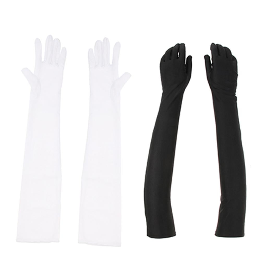 2 Pairs Women Long 1920s Opera Gloves Evening Wedding Sun Block Elbow Gloves
