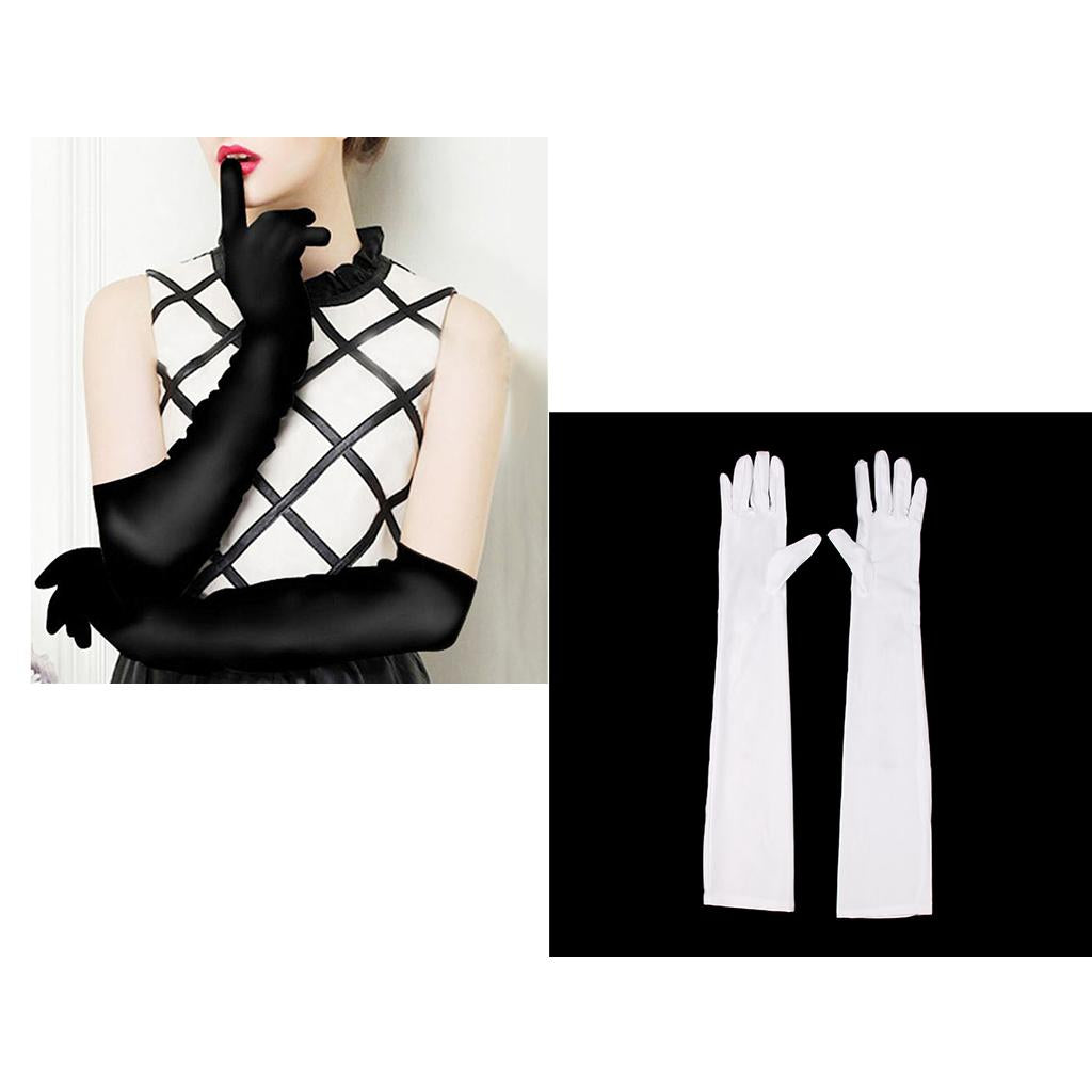 2 Pairs Women Long 1920s Opera Gloves Evening Wedding Sun Block Elbow Gloves