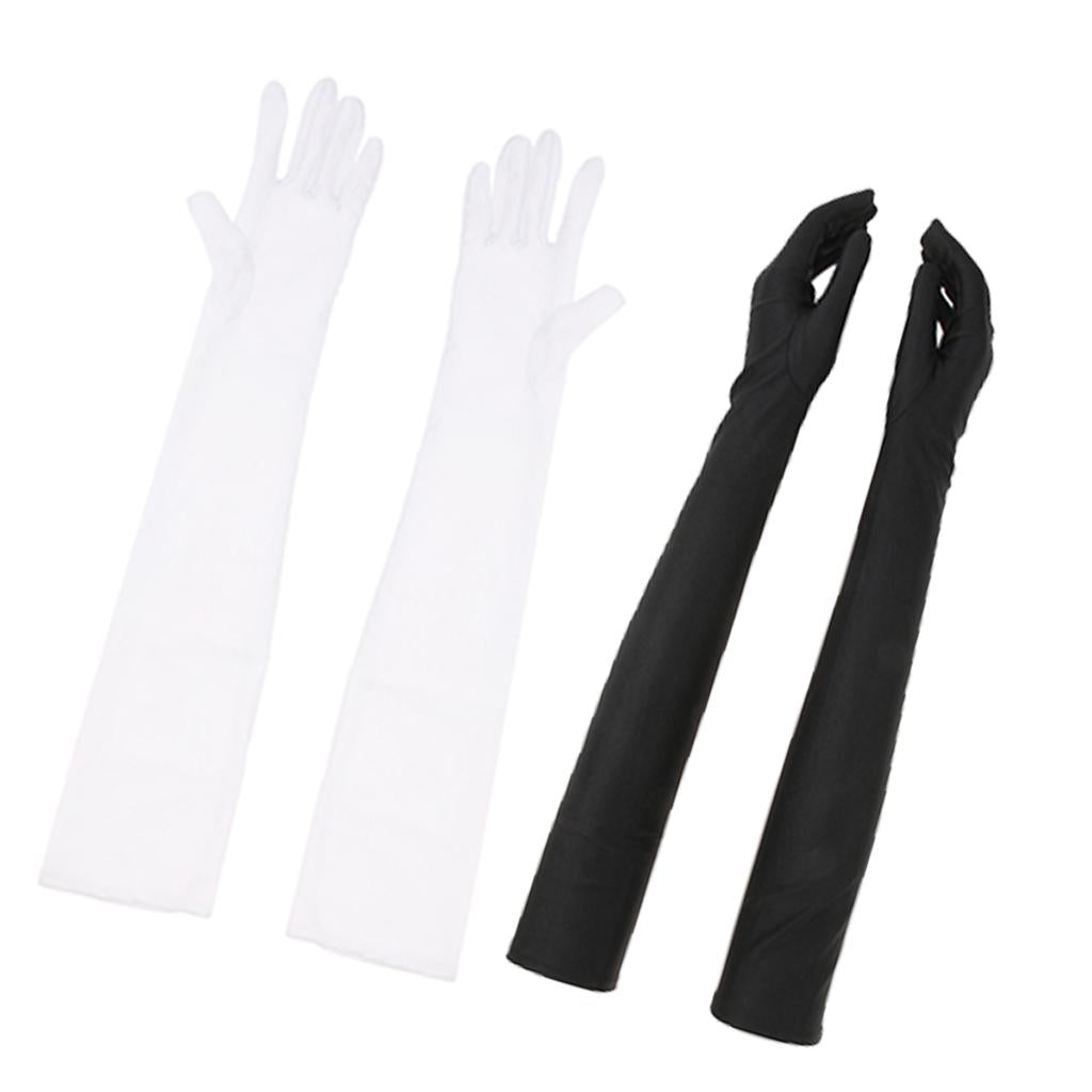 2 Pairs Women Long 1920s Opera Gloves Evening Wedding Sun Block Elbow Gloves