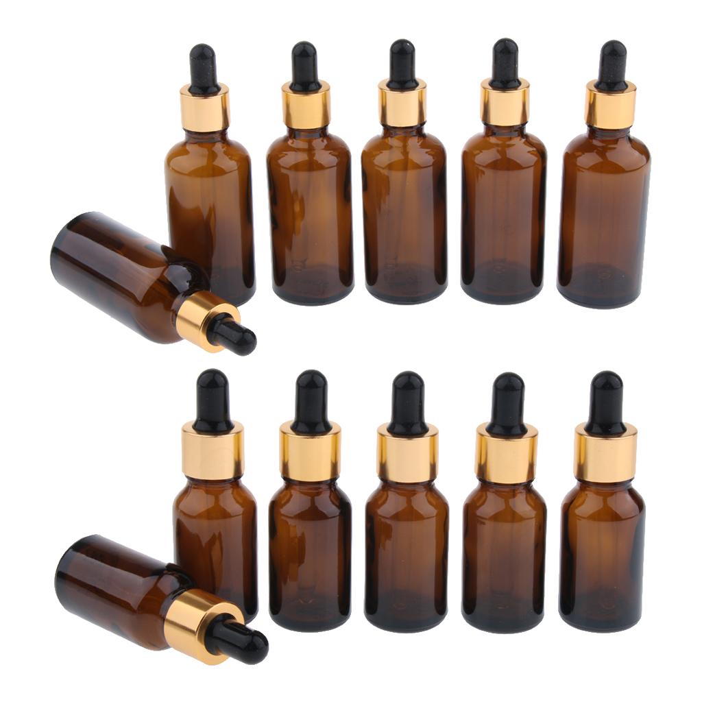 12X Empty Dropper Bottles Refillable Essential Oil Cosmetic Jar Canning Case