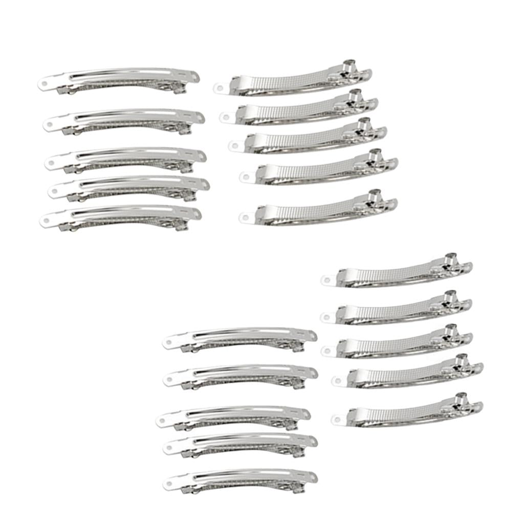 20 Pieces Silver French Hair Clips Hair Grip Barrettes Bows DIY Crafts 6/8cm