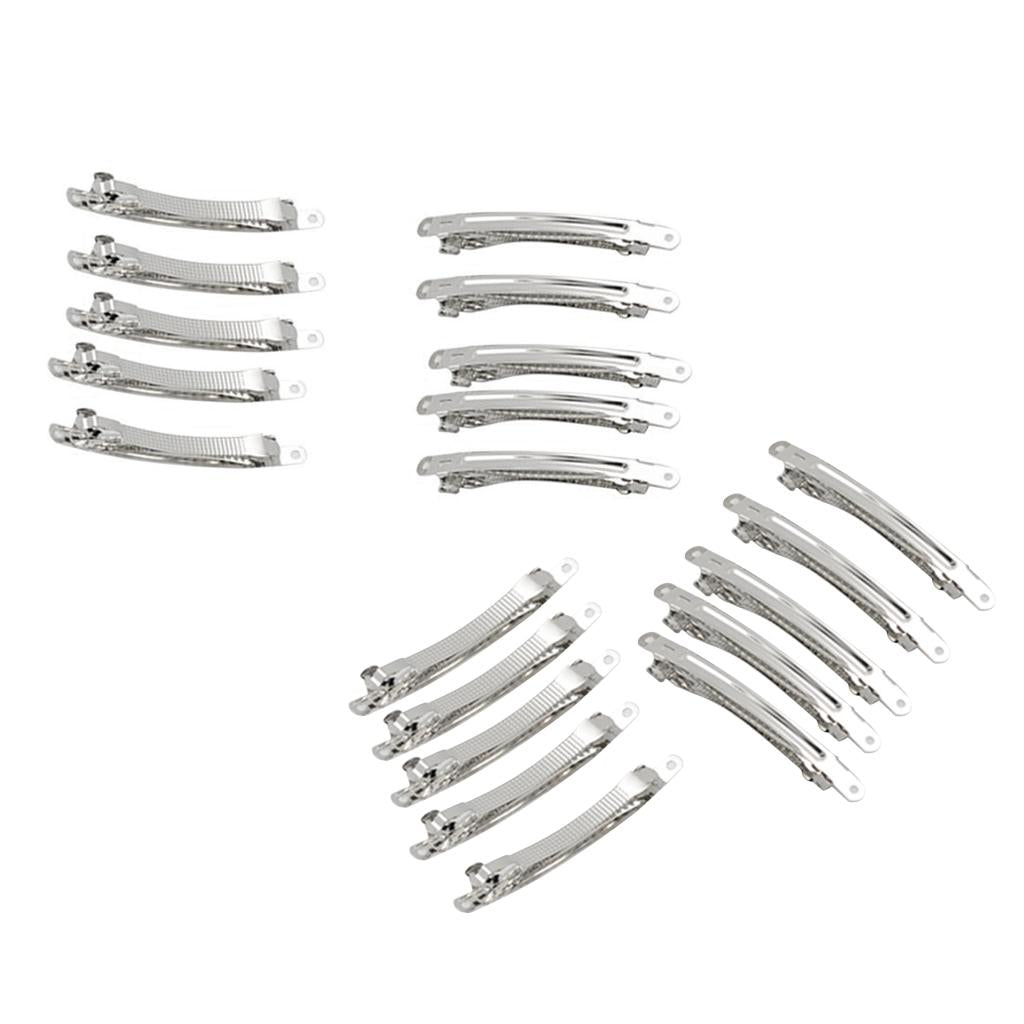 20 Pieces Silver French Hair Clips Hair Grip Barrettes Bows DIY Crafts 6/8cm