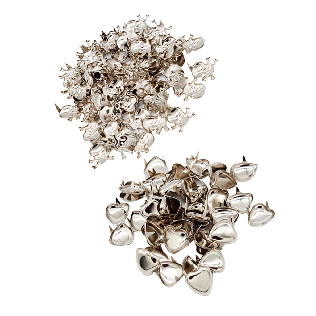 100pcs Skull Love Metal Rivets Claw Studs Bags Clothes Hats Leather Decor