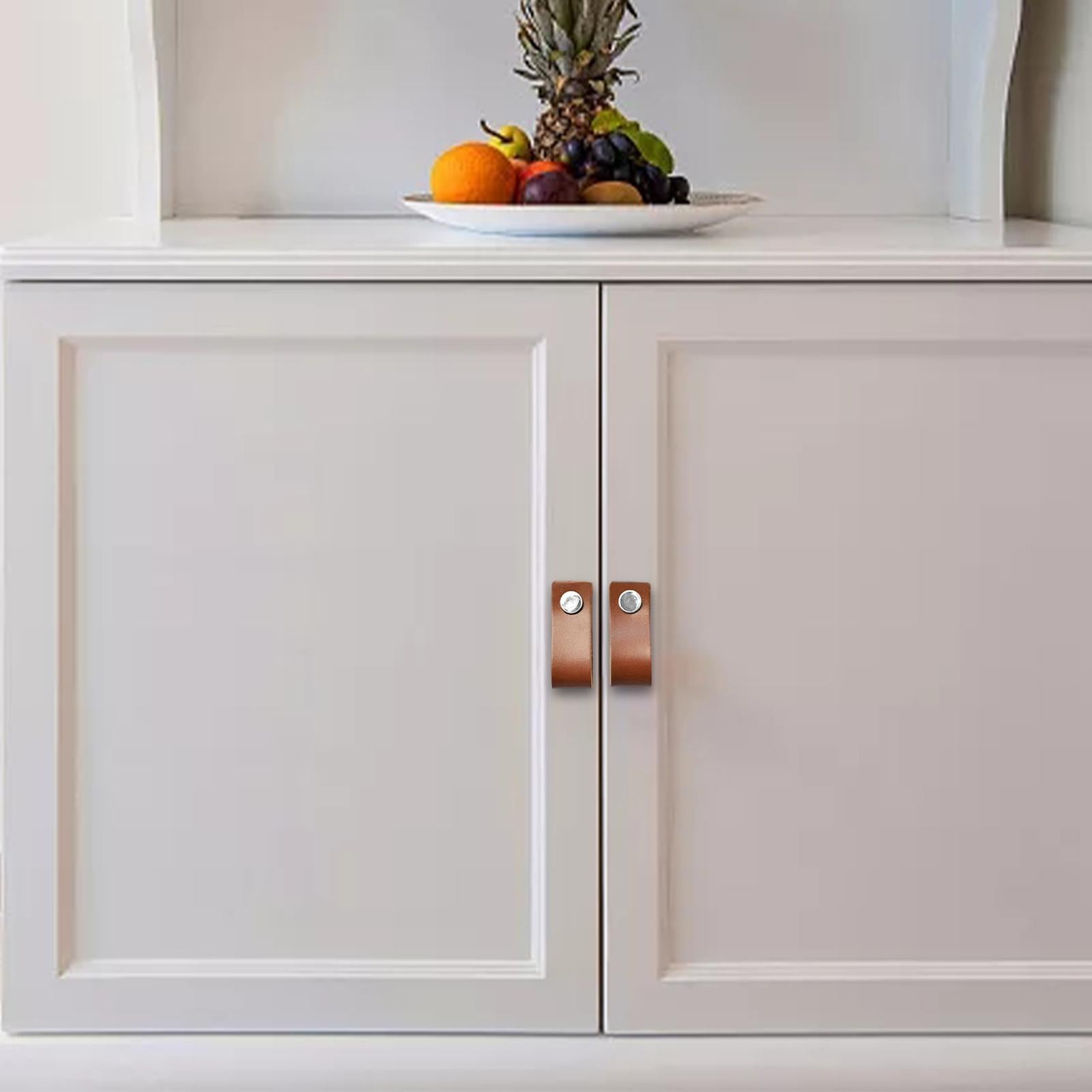 6x PU Leather Cabinet Pull Handle Drawer Dresser Cupboard Handle Pulls
