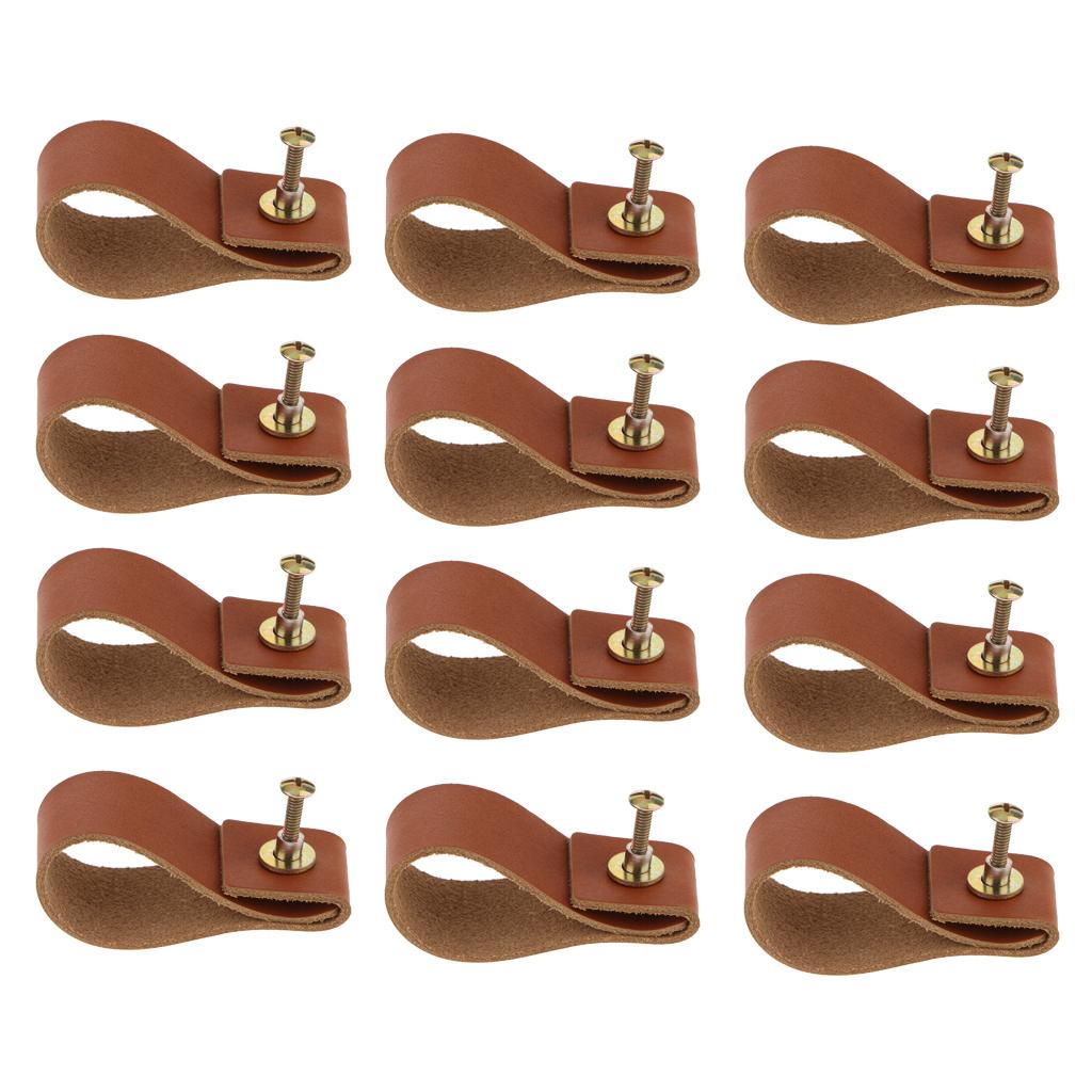 12x PU Leather Cabinet Pull Handle Drawer Dresser Cupboard Handle Pulls
