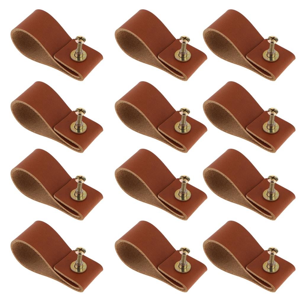 12x PU Leather Cabinet Pull Handle Drawer Dresser Cupboard Handle Pulls