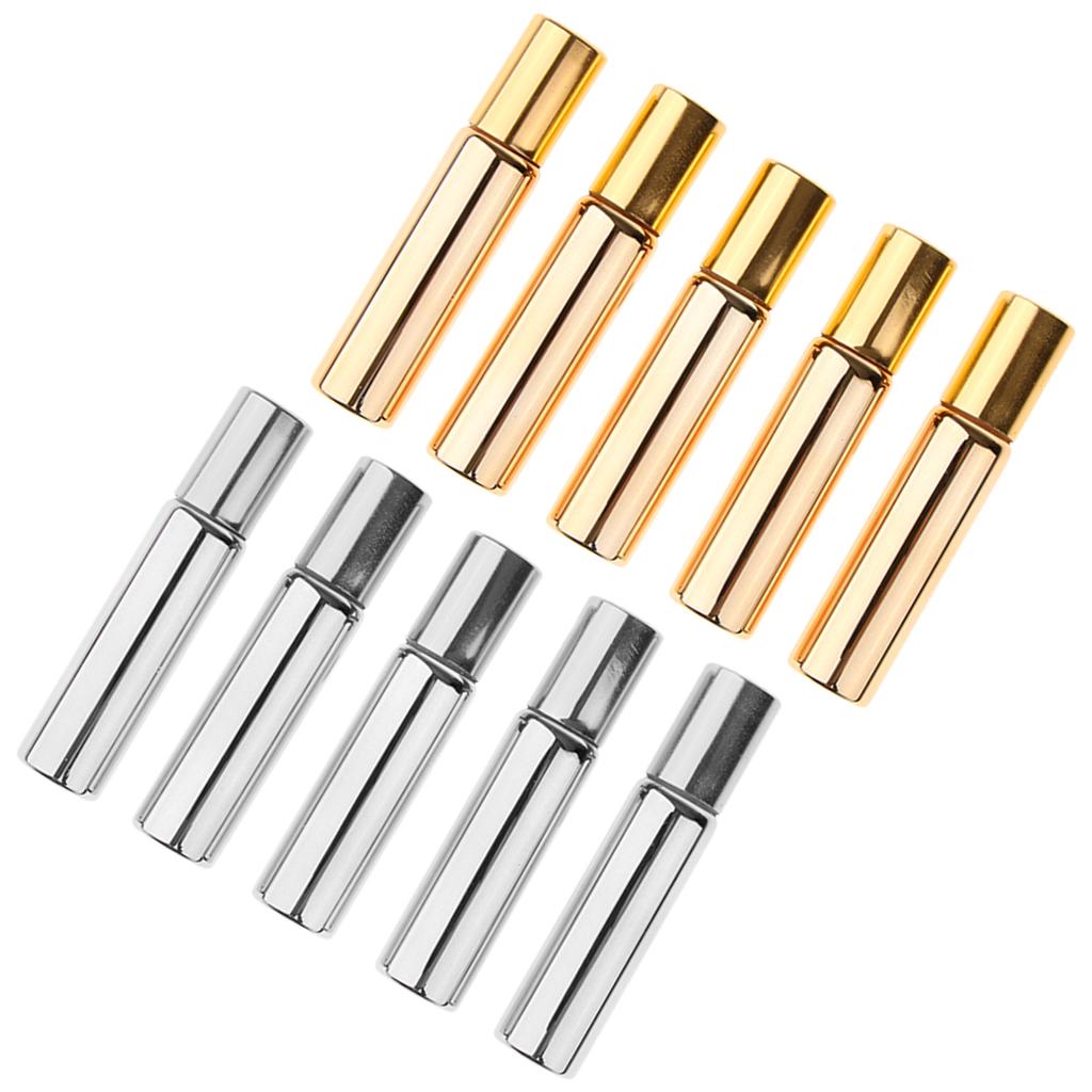 10x 10mL Empty Roller Bottle w/ Steel Ball for Essential Perfume Scents Oils