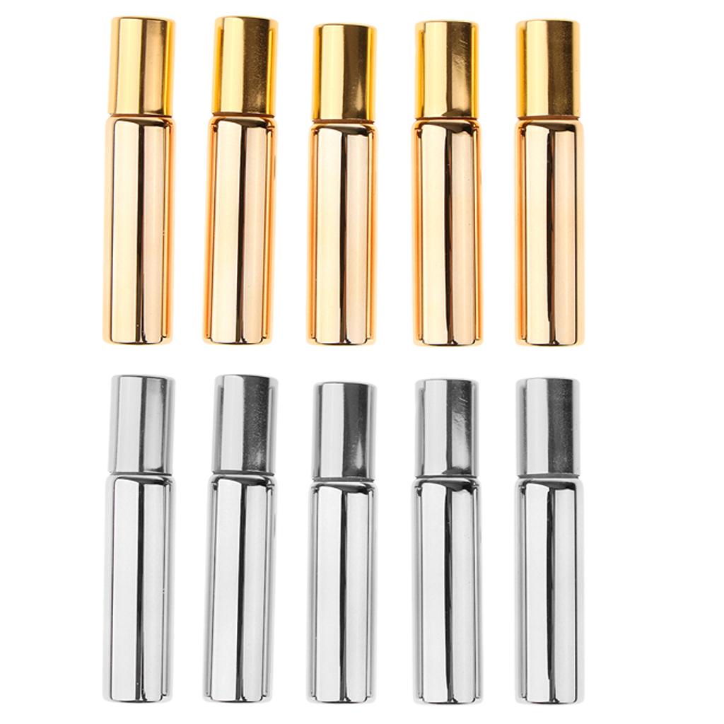 10x 10mL Empty Roller Bottle w/ Steel Ball for Essential Perfume Scents Oils