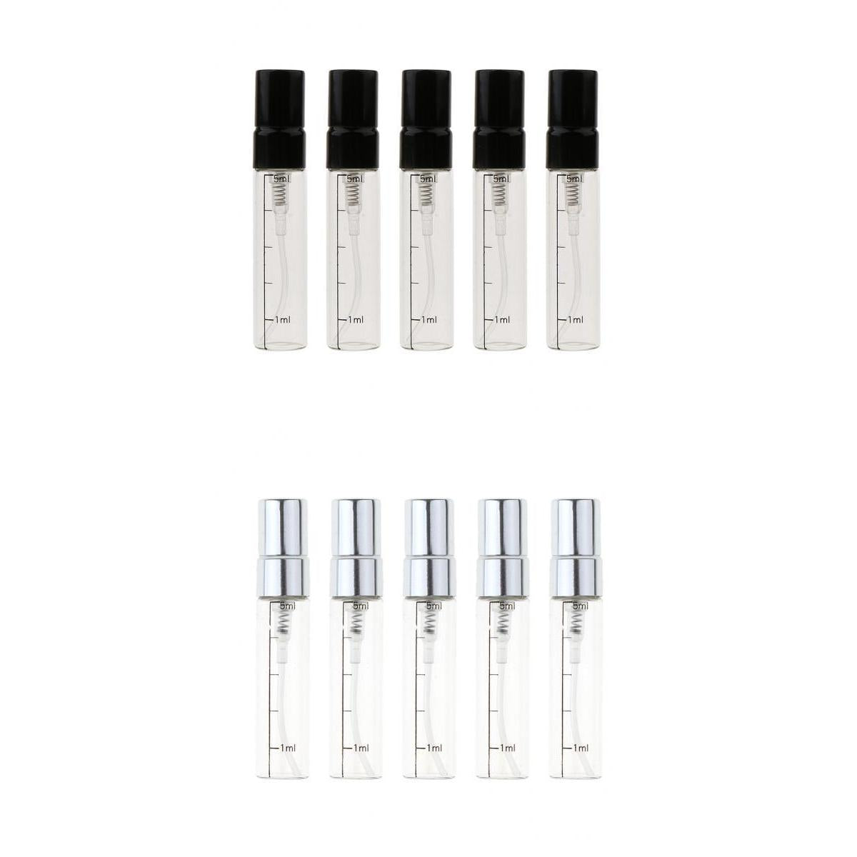 10x Empty 5mL Refillable Perfume Spray Bottles Pump Scents Tube Glass Vials