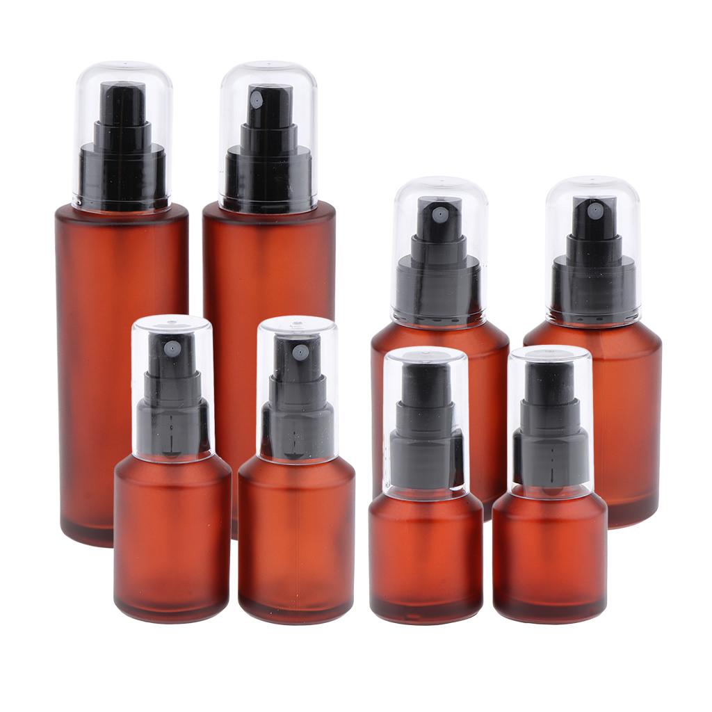 8Pcs 4 Size Refillable Travel Empty Glass Perfume Spray Bottle Atomizer Pump