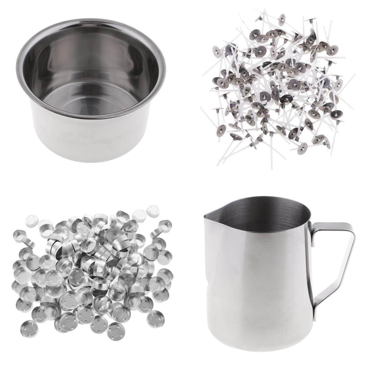 Candle Making Pitcher Double Boiler with 200pcs Tealight Cups Candle Wicks