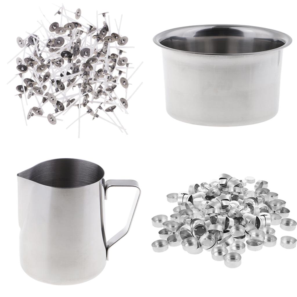 Candle Making Pitcher Double Boiler with 200pcs Tealight Cups Candle Wicks