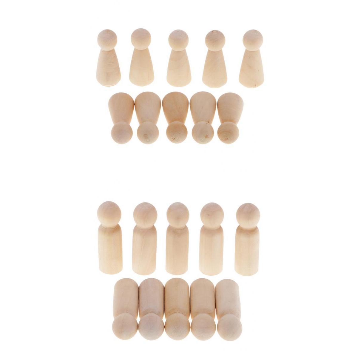 20 Pieces Wood Blank DIY Men Women People Wooden Peg Dolls Bodies 58mm/63mm