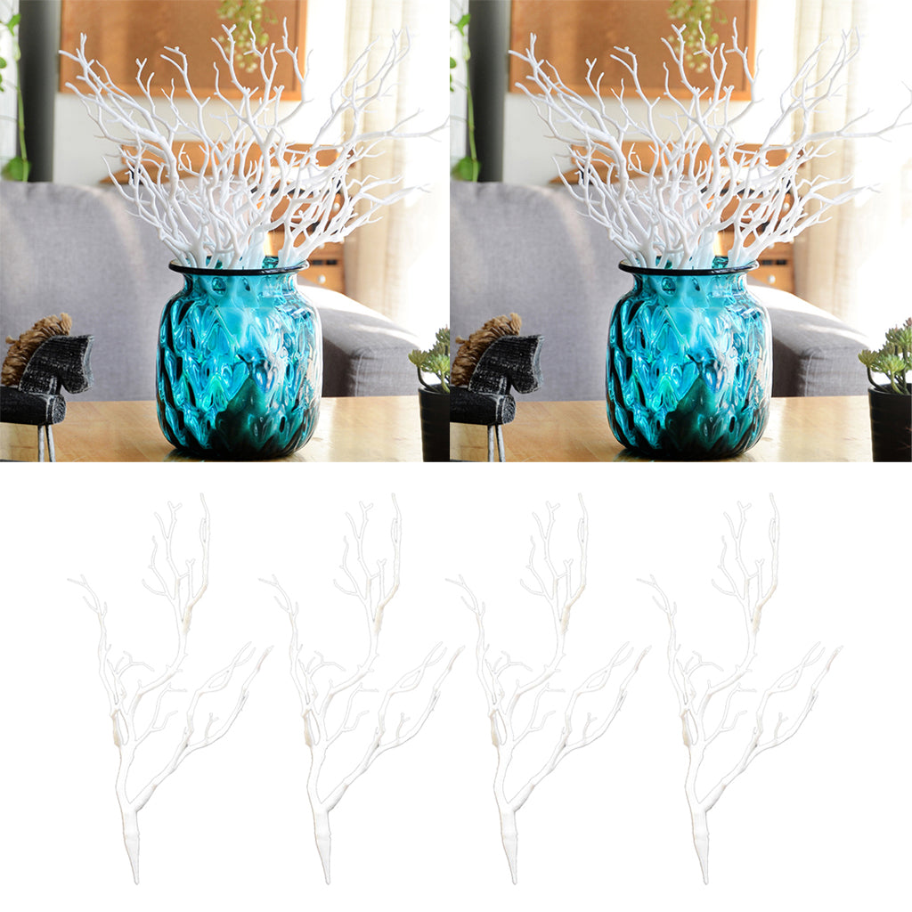 4pcs Simulation Artificial Branches Small Trees Branch Table Decor white