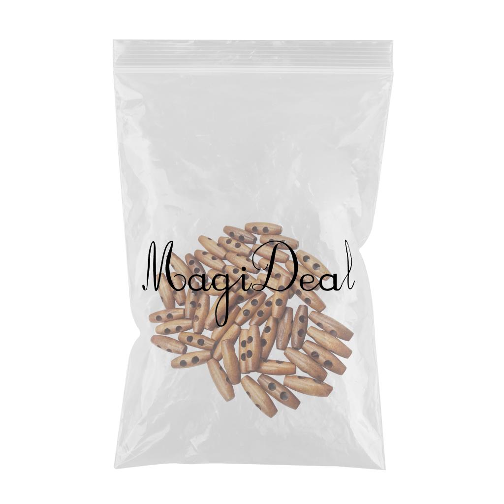 200 Pieces Olive Shape Wooden Toggles Buttons 2 Holes Sewing Buttons