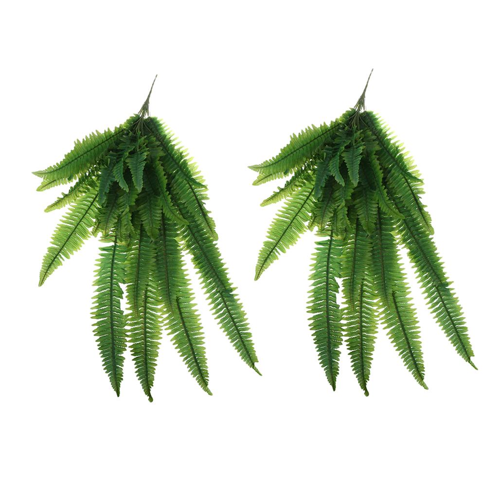 2x Artificial Fern Plant Wall Art Hanging Persian Rattan Plastic Fern Leaf