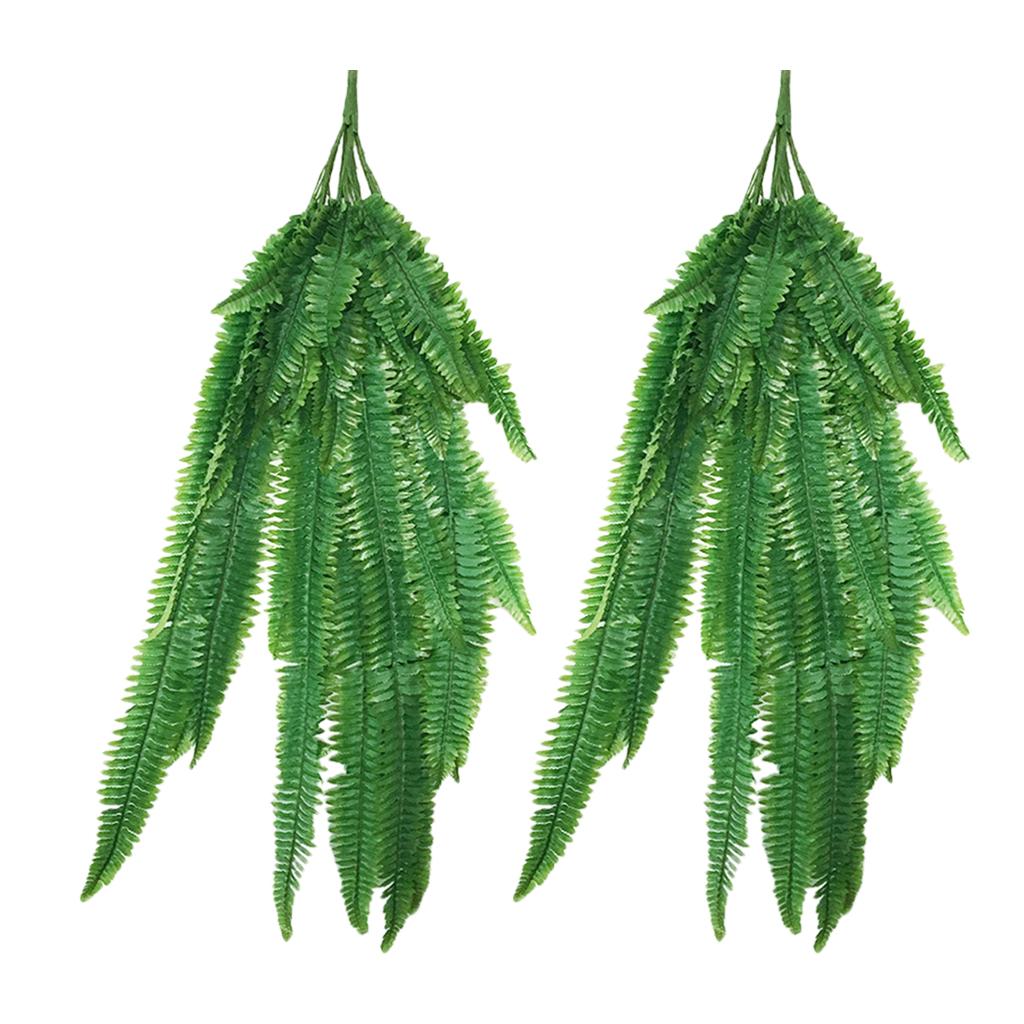 2x Artificial Fern Plant Wall Art Hanging Persian Rattan Plastic Fern Leaf