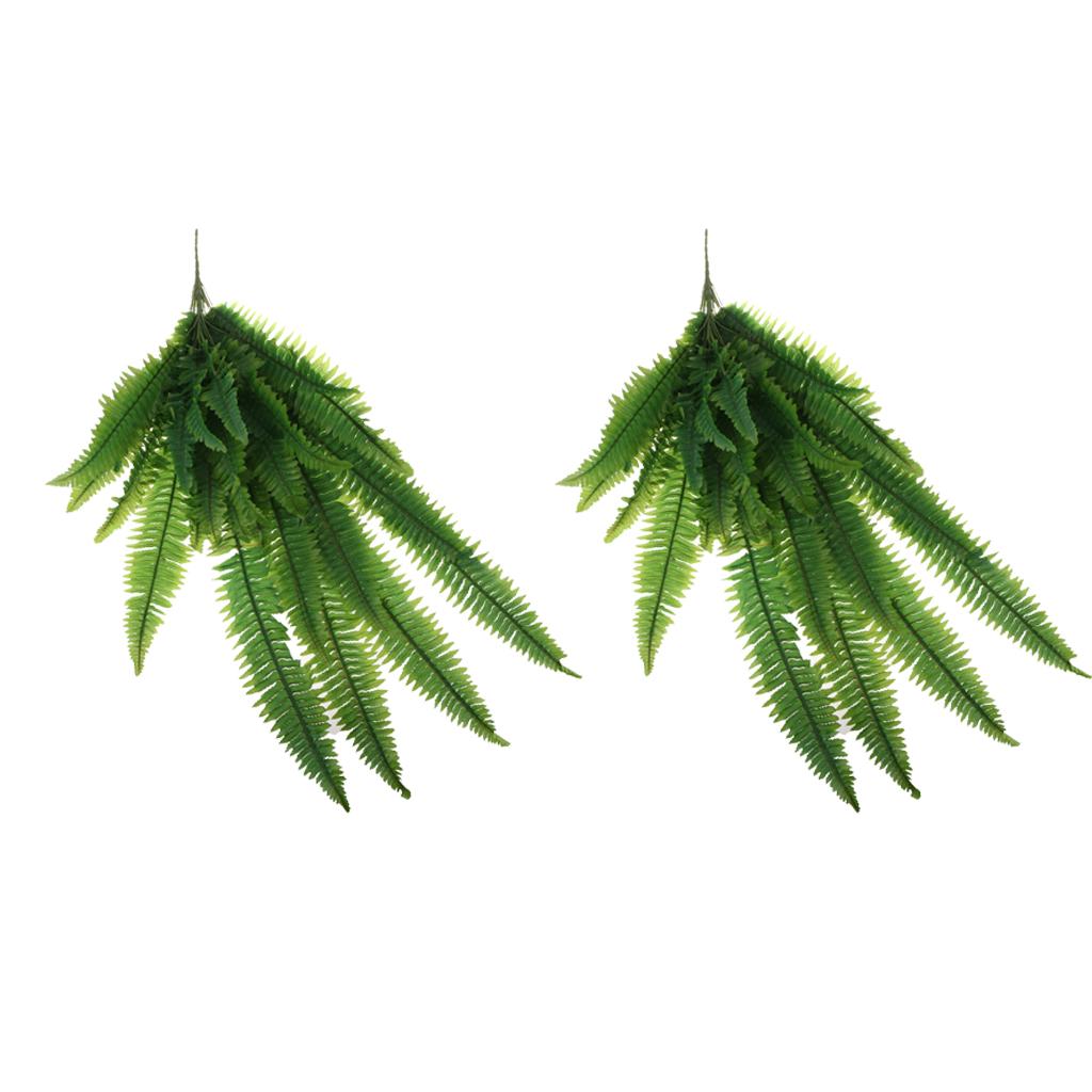 2x Artificial Fern Plant Wall Hanging Persian Rattan Plastic Fern Leaf