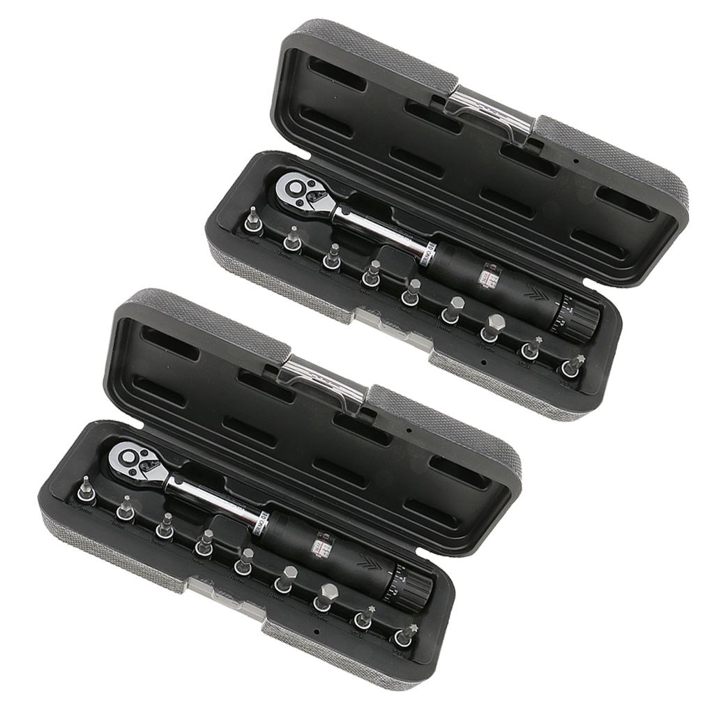 2x Bicycle Bike Torque Wrench 1/4'' Drive Hex Socket Bit Set Repair Spanner