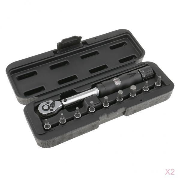 2x Bicycle Bike Torque Wrench 1/4'' Drive Hex Socket Bit Set Repair Spanner