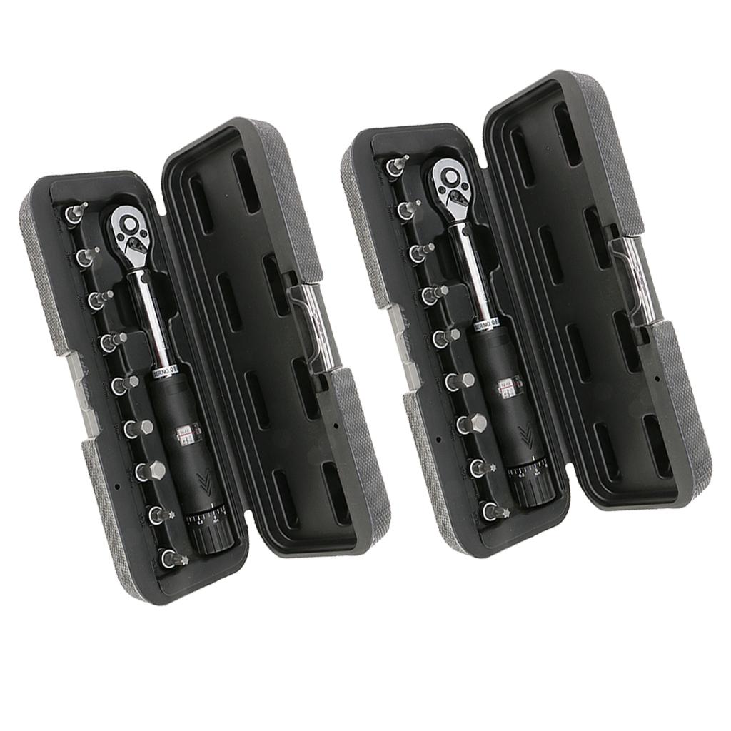 2x Bicycle Bike Torque Wrench 1/4'' Drive Hex Socket Bit Set Repair Spanner
