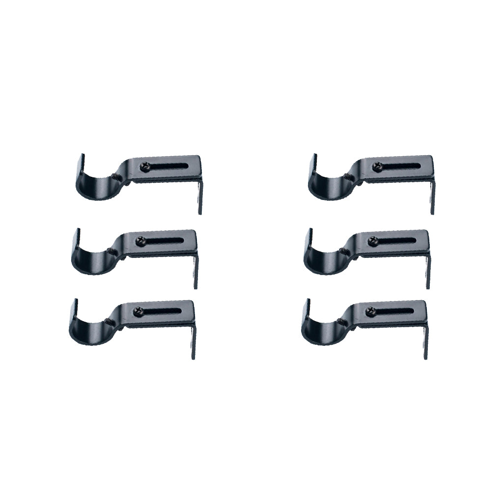 2Set Adjustable Metal Curtain Pole Rod Wall Bracket Hook Holder Black