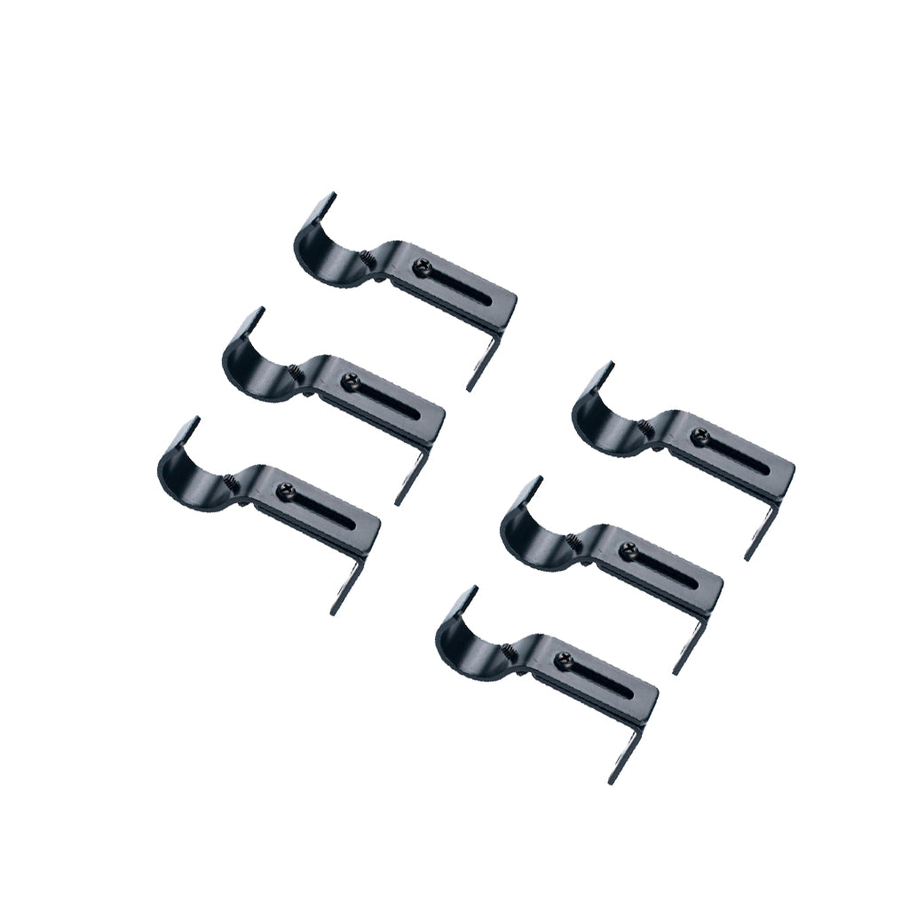 2Set Adjustable Metal Curtain Pole Rod Wall Bracket Hook Holder Black