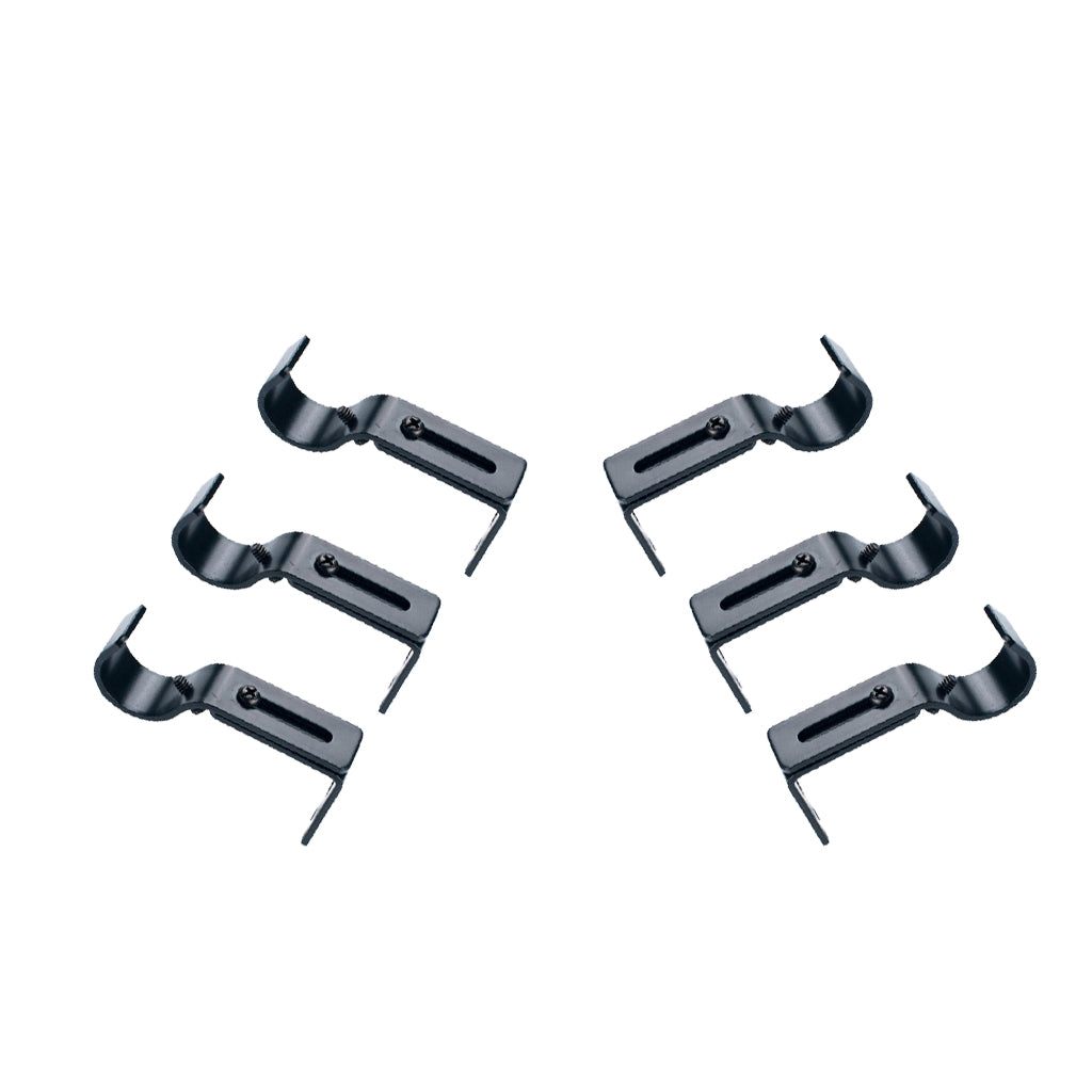 2Set Adjustable Metal Curtain Pole Rod Wall Bracket Hook Holder Black