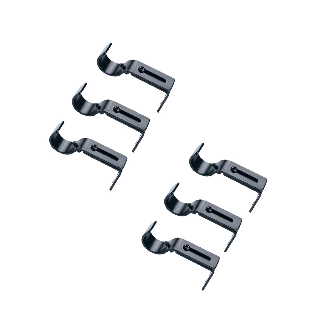 2Set Adjustable Metal Curtain Pole Rod Wall Bracket Hook Holder Black