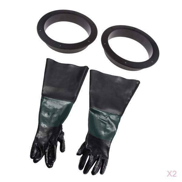 2 Pair of 60cm Heavy Duty Gloves with 4 Glove Holders for Sand Blast Cabinet