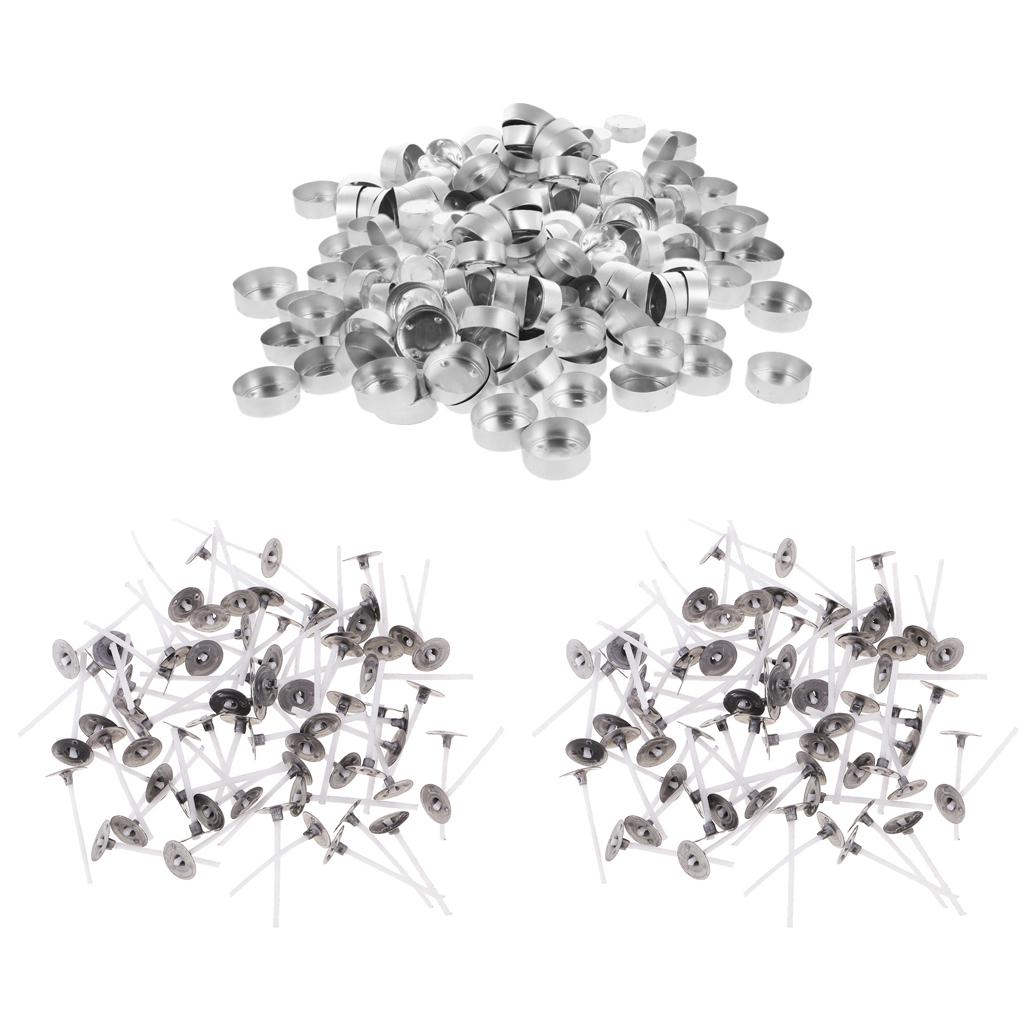 400 Pieces Aluminium Tea Light Case Containers & Candle Wicks Candles Making