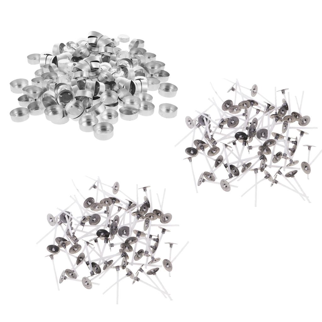 400 Pieces Aluminium Tea Light Case Containers & Candle Wicks Candles Making