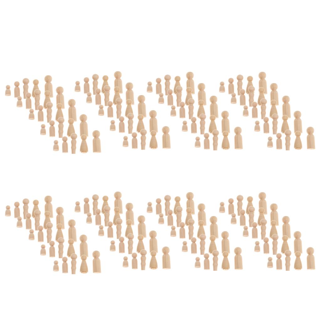 200x Wood Peg Doll Family Unfinished Blank Figurine DIY Craft Kids Toy Gift