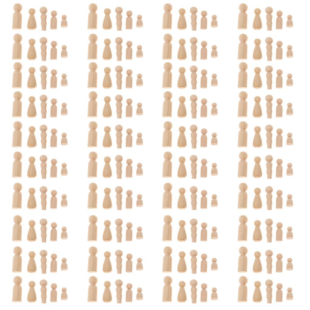 200x Wood Peg Doll Family Unfinished Blank Figurine DIY Craft Kids Toy Gift